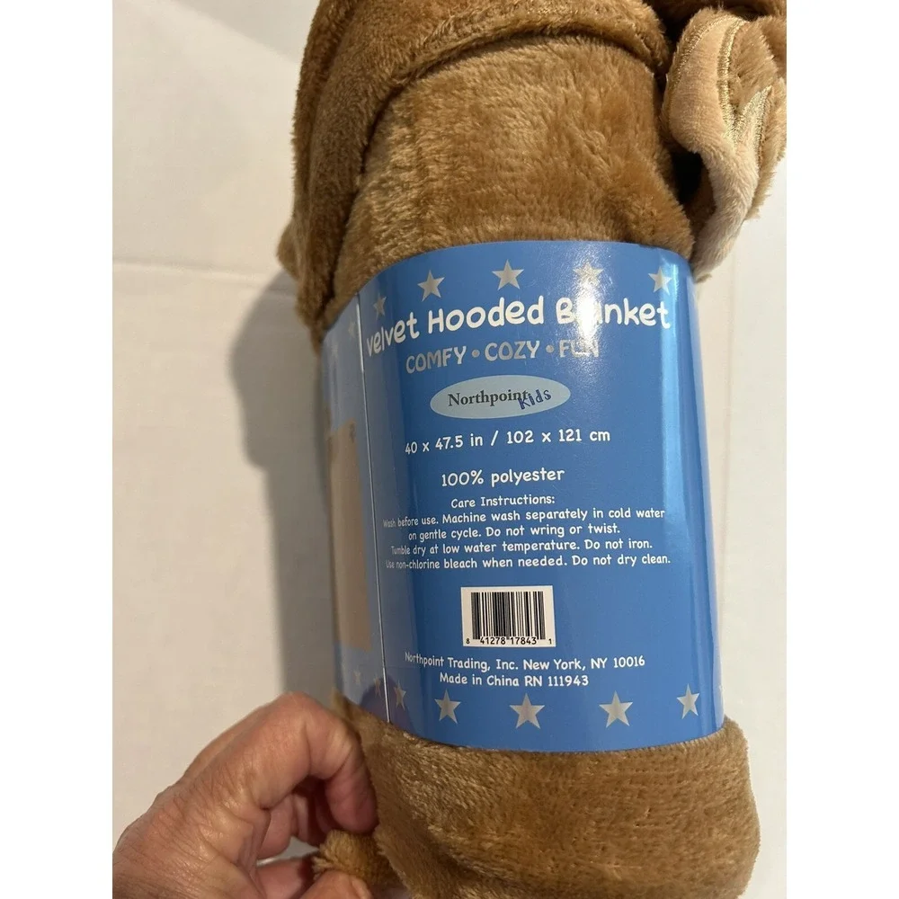 Lion Velvet Hooded Blanket New NWT Kids Plush Birthday Christmas 40 X 47.5 Brown